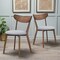 Mid-Century Walnut Dining Chairs Set 2 Ergonomic Cushioned Seat Rubber Wood